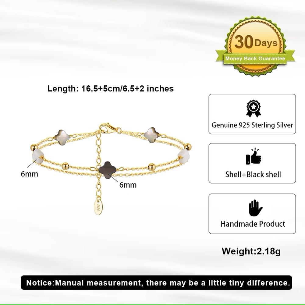 Fashion Bracelet Jewelry 925 Sterling Silver Clover Bracelet Chain for Women Charms Gold Plated Bracelet