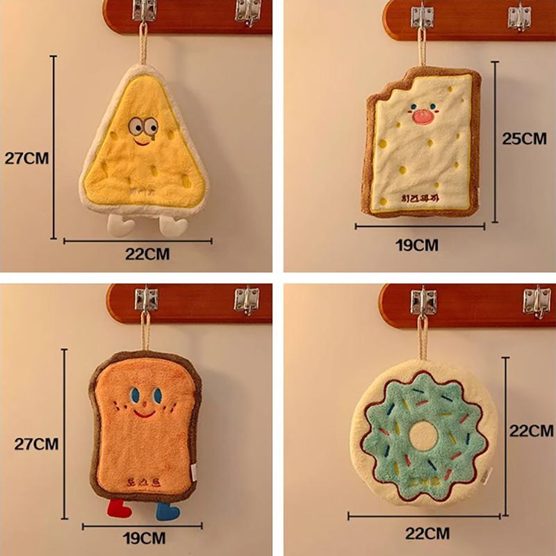 Süßes Cartoon-Muster Hängendes Handtuch Zum Händetrocknen Verdickend Saugfähig Kawaii Weiches Handtuch Mit Aufhängeschlaufe Badezimmerzubehör