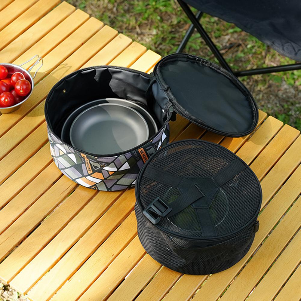 Camping Cookware Storage Bag Waterproof Camping Tableware Organizer Large Capacity Camping Utensils Handbag for Outdoor Camping