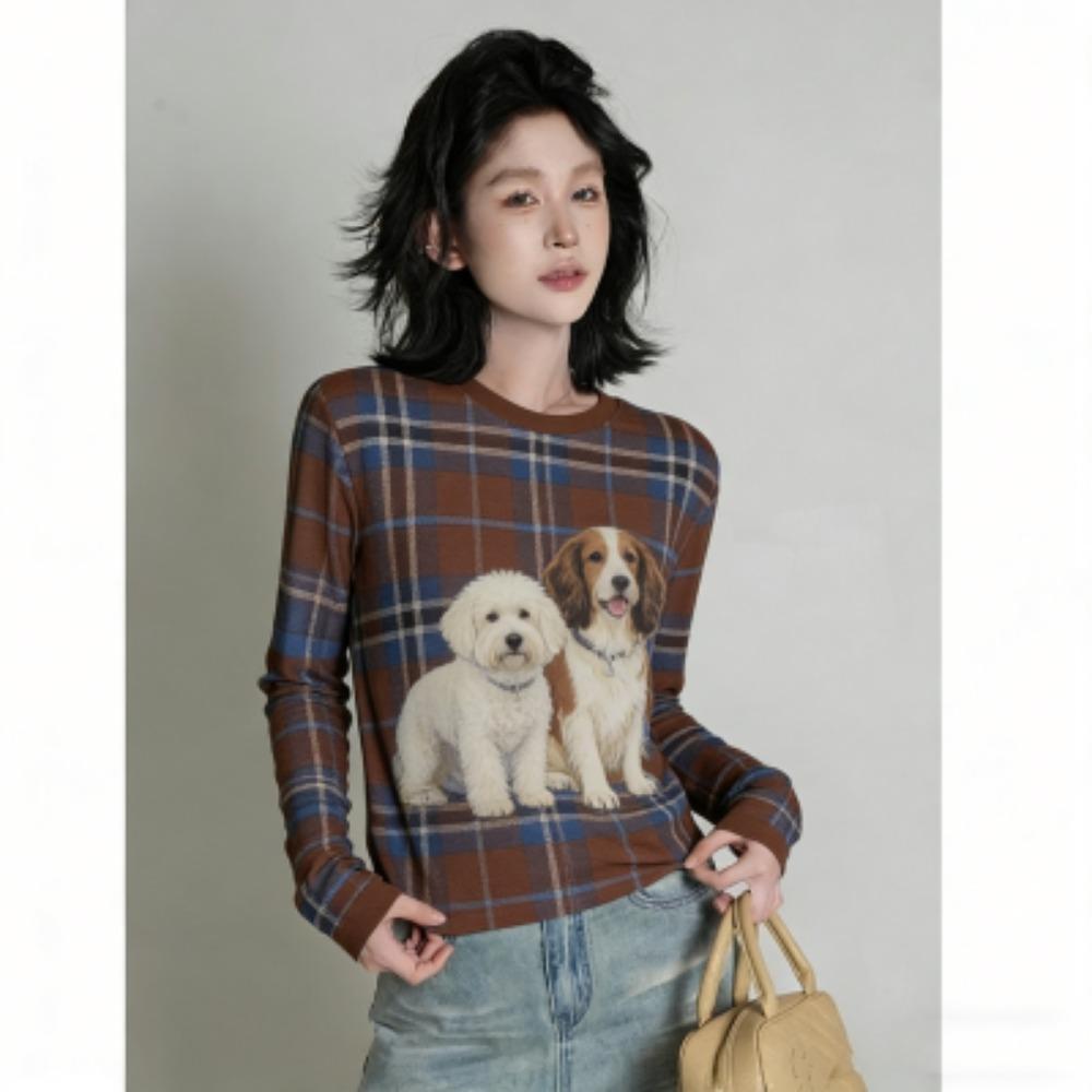 Spring Europe America Fashion Fun Cat Print Women's T-shirt Casual Pullover Women Long Sleeve Clothing Outdoor Street Tees Top
