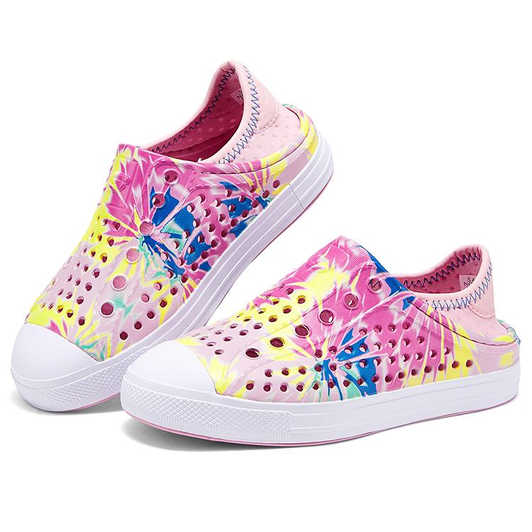 Skechers Kids Synthetic Leather Slip-On Bubble Shoes Beach Shoes Durable Breathable Non-Slip Low-Top Sandals Kids sandals Pink Multicolor 308004L-PKMT