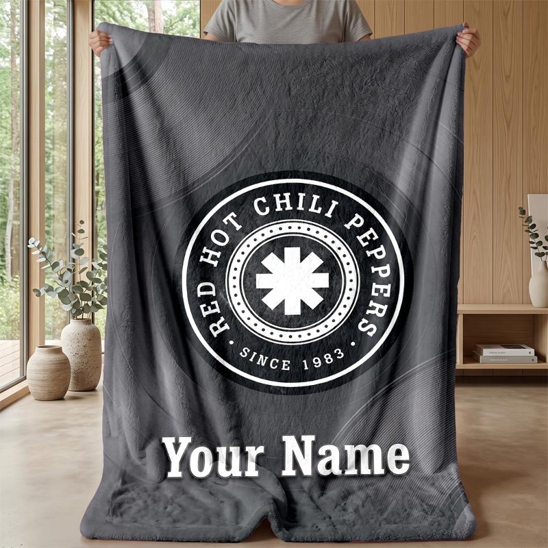 Red Hot Chili Peppers Custom Flannel Throw Blanket Print Your Name Text Soft Warm Blanket Holiday Present
