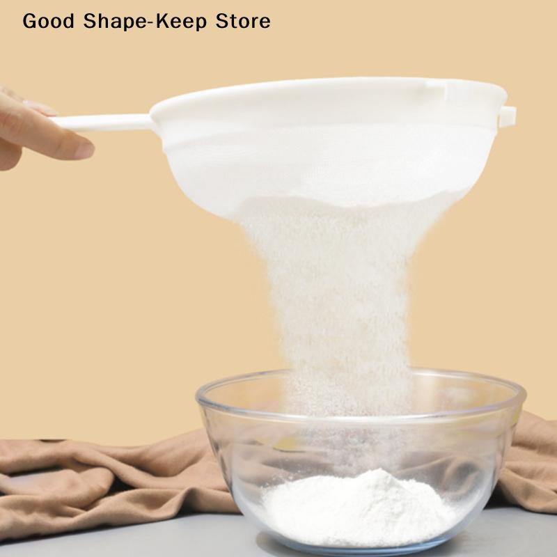 Single Plastic Mesh Spoon Strainer Kitchenware Essential Nut Milk Flour Sieve with Handle Soy Coffee Filter for Kitchen