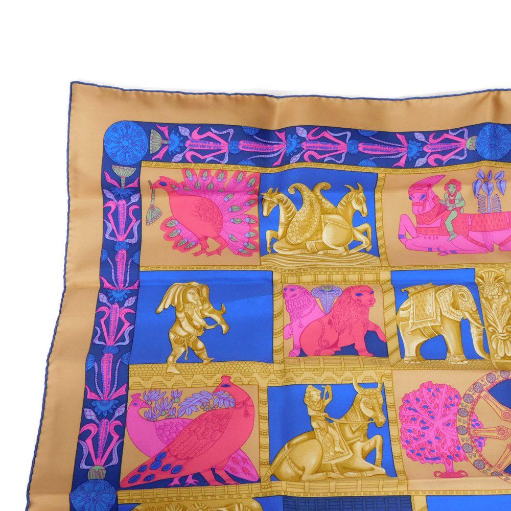 Used TORANA 9212 Carre 90 7955 Torana, ancient Indian Maurya dynasty, purple, pink, multicolored pylon silk blue,