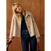 Women French Vintage Lapel Cropped Trench Coat Loose Casual Outerwear