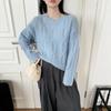 Women's 100% Pure Wool Jacquard Sweater - Autumn/Winter Round Neck Loose Fit