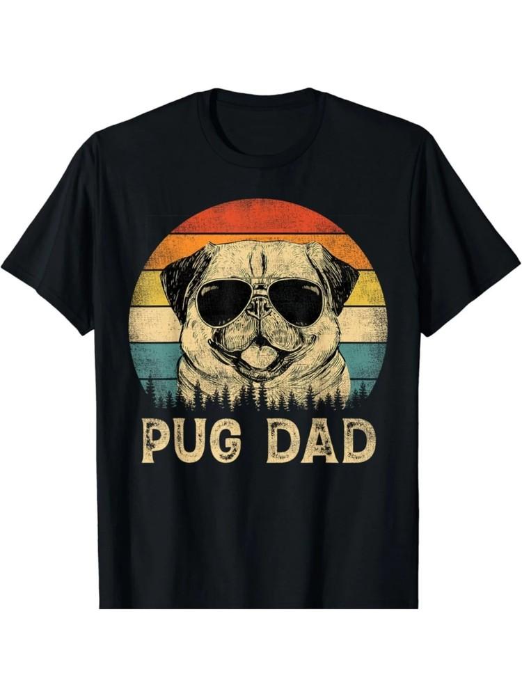 Vintage Pug Dad Graphic T-ShirtPerfect Father039;s Day Gift for Dog Lovers Casu Unisex T-Shirt XXXXL