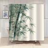 Elegant duschdraperi med bambumönster, Högkvalitativ polyester, Konstnärlig design, Tvättbar stickad väv, Inkluderar krokar, Badrumsinredning