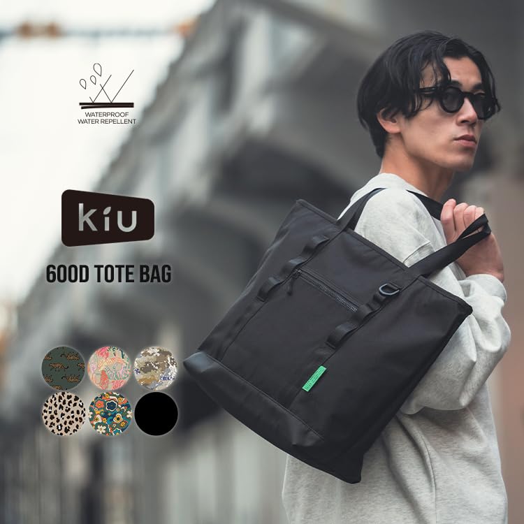 Kiu 600D Tote Großes PC-Reißverschluss Perfekt für oder als Wickeltasche für Männer und Tasche, Wasserdicht, Wasserabweisend, Fassungsvermögen, Tasche, Tasche, Pendeln, Schule,