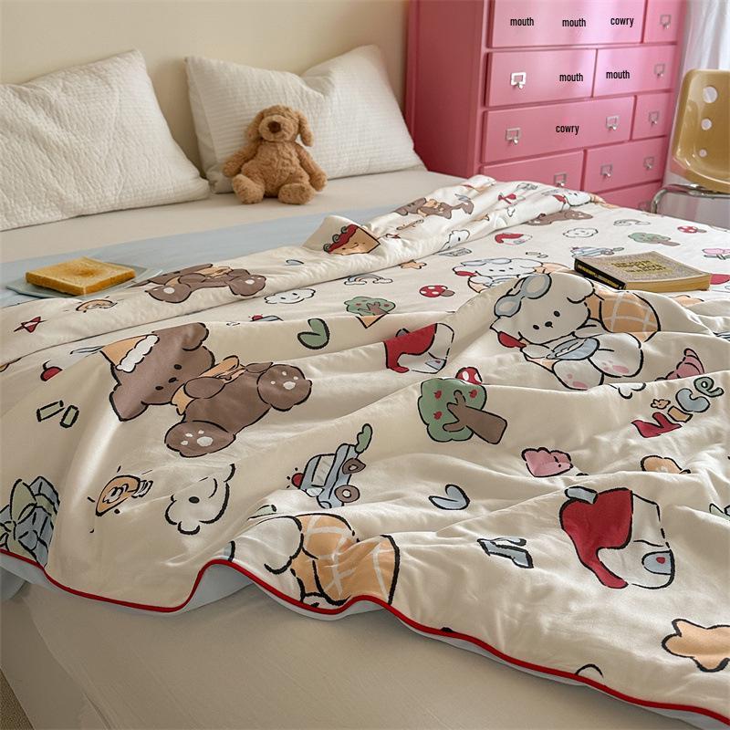 Cartoon Milk Knit Cotton Baby Quilt – Cooling Summer Blanket for Infants