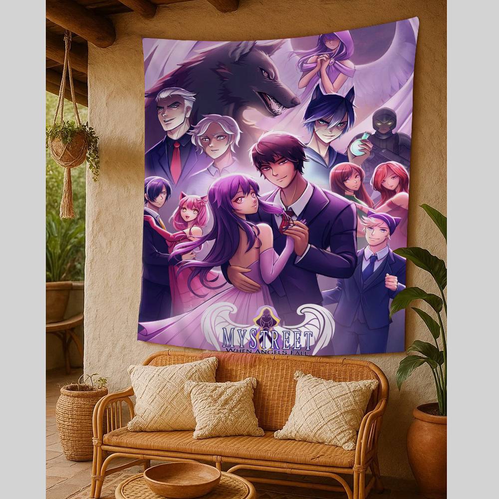 1PC Game Aaphmau Tapestry Art Printing Japanese Wall Tapestry Anime Wall Hanging Home Decor