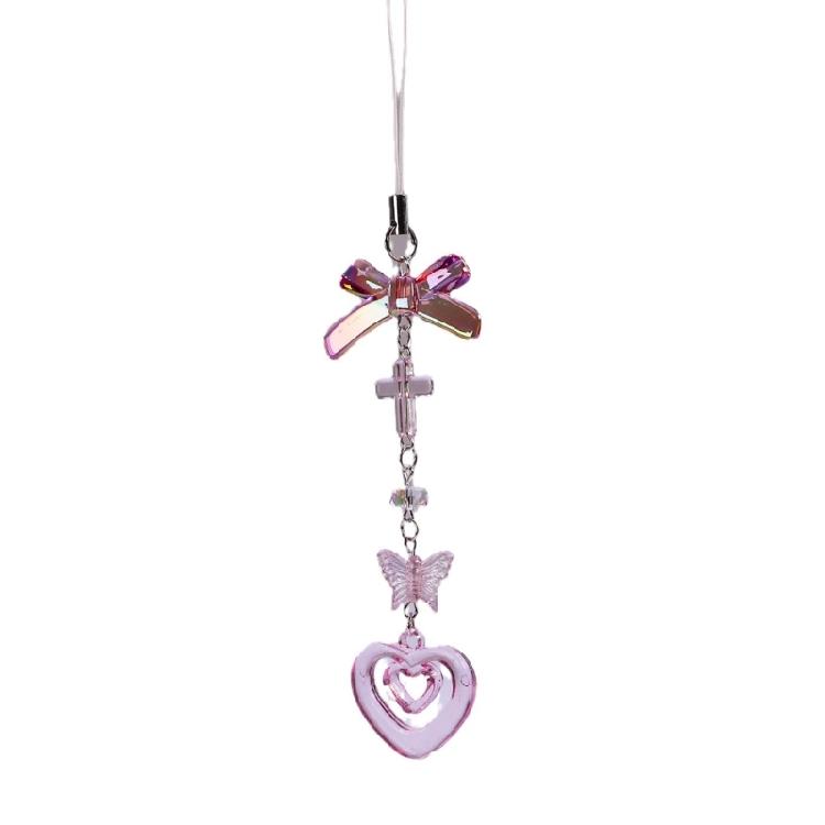 

Anti Lost Phone Strap Y2K Style Bowknot Keychain Stylish Heart Phone Pendant