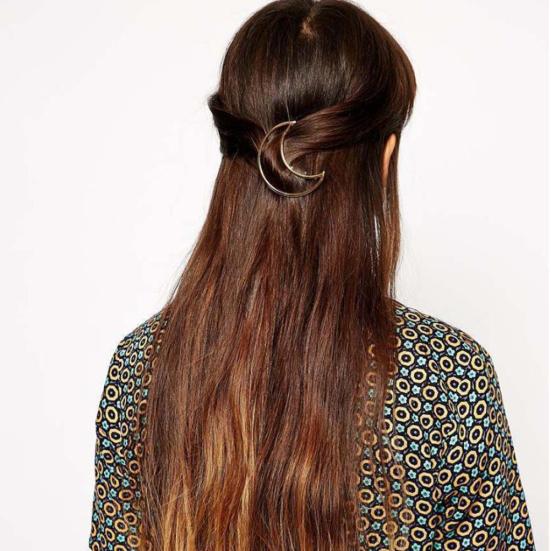 Fashion Alloy Hollow Moon Circle Triangle Bangs Hair Clip Women Hairpin Barrette