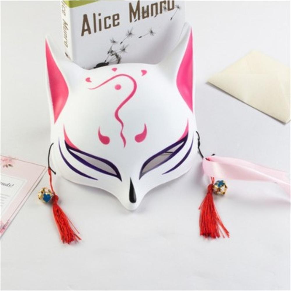 Half Face  Mask Hand-painted Fashion Mask Halloween Masquerade Party Tassels Anime Fox Mask For Costume Parties Anime