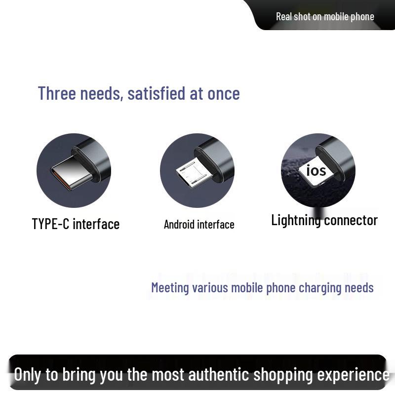 100W Transparent Braided Triple Fast Charging Cable for Apple, Android, Type-C, Xiaomi, Huawei