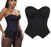 Corset Tops for Women Plus Size Lace up Halloween Costumes Strapless Zip Push-up Cup Bustier Office Club