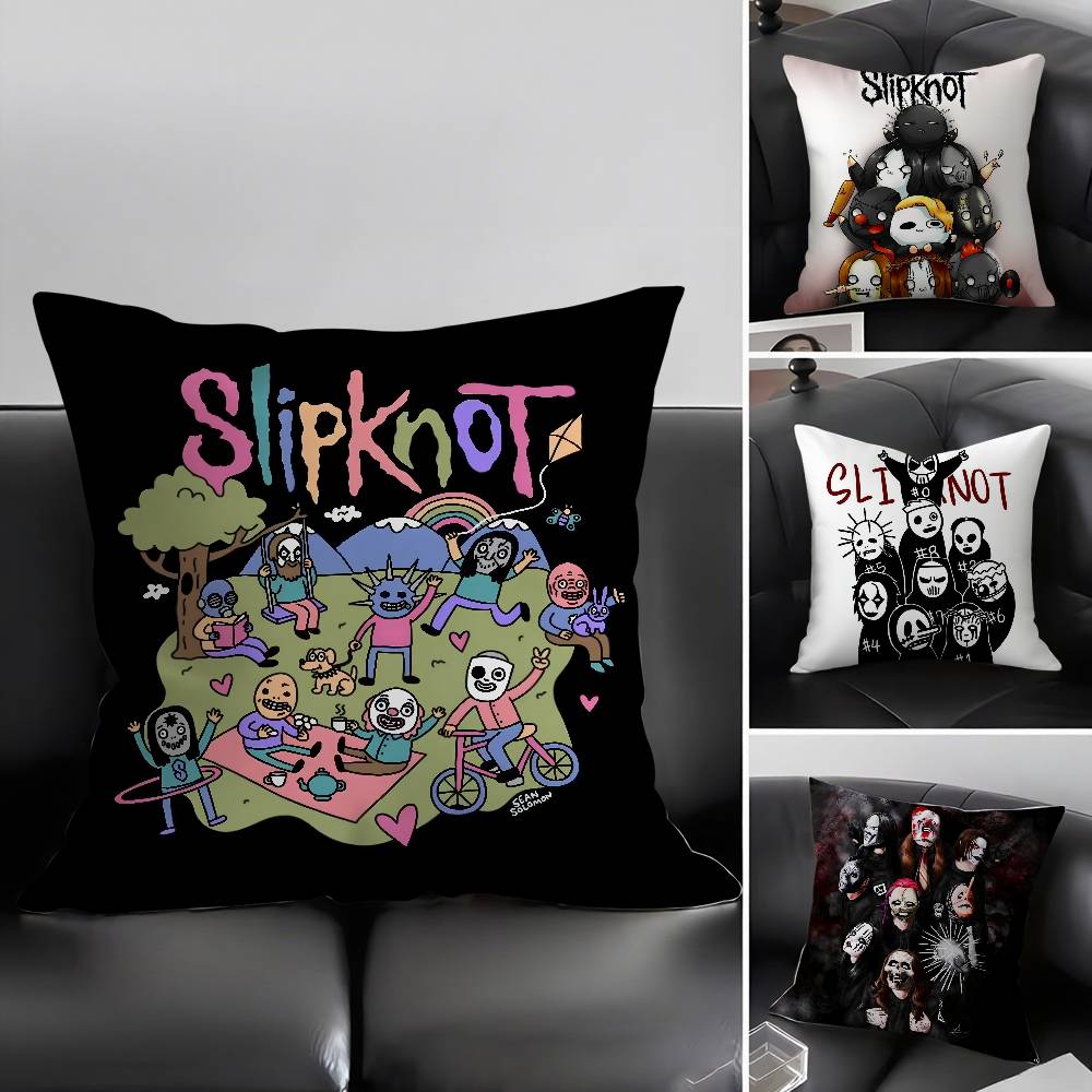 Band S-Slipknots Pillow Case Office Sofa Dorm Chair Back Short Plush Double-Sided Printing Home Cushion Cover