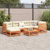 7 Piece Garden Sofa Set with Cushions Wax Brown Pine Wood