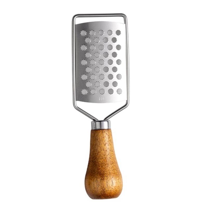 Portable Steel Cheese Shredding Gadget Multipurpose Vegetable Grater Essential Kitchens Tool With Nonslip Wood Handle