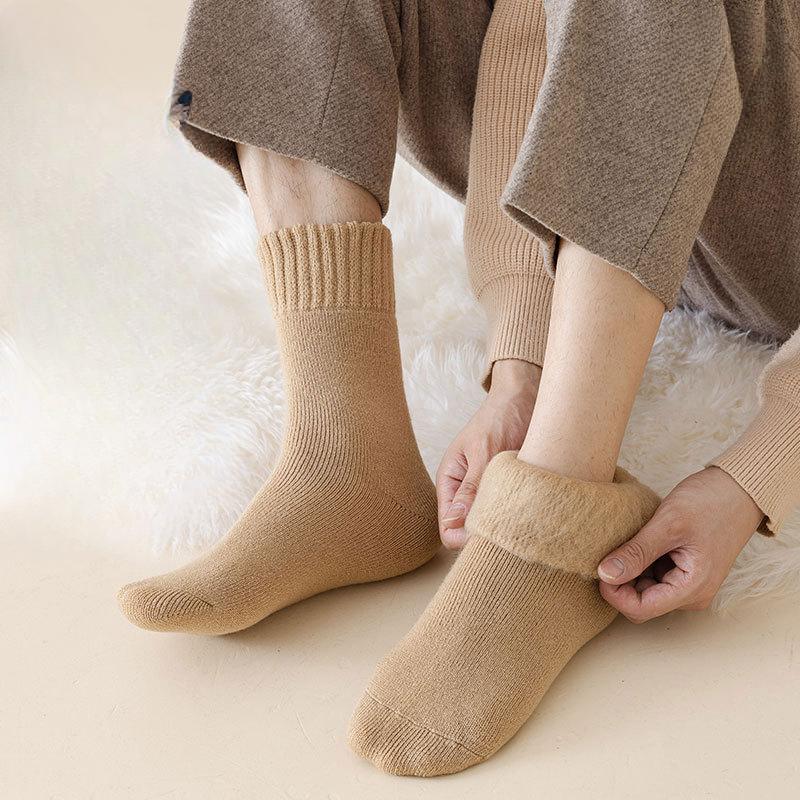 Extra-thick Men's Winter Warm Fleece, Thickened Cold-resistant Fleece Mid-calf Socks for Autumn and Winter, Long Sleeping Socks