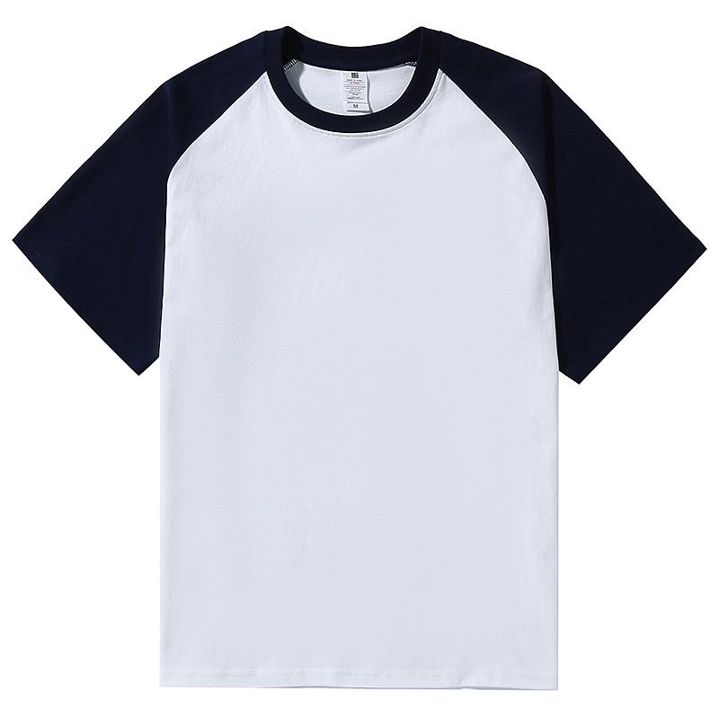 Unisex Retro Color Block Raglan Cotton T-Shirt - Casual Loose Fit, Short Sleeve