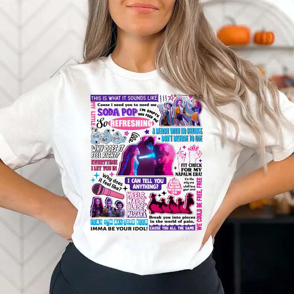 Huntrix Dívčí Kpop Lovci démonů Oboustranné tričko Tričko v anime stylu s Rumi Mira Zoey Dívčí skupina Magická bojovnice Fanouškovská trička