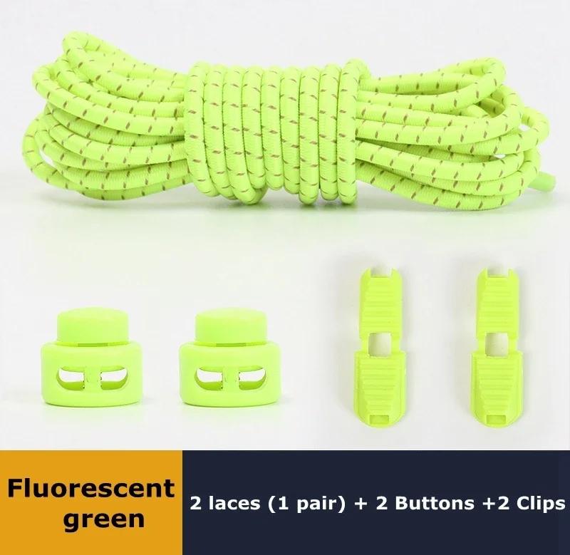 New1 Pair No Tie Shoelaces 1 Second Fast Round Plastic Lock Elastic Shoelace Suitable for All Sports Shoes Accessories Lazy Lace