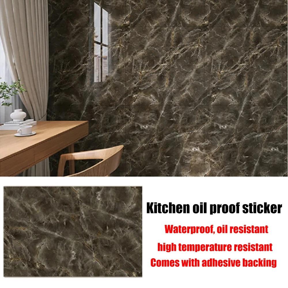 40cm Marble Pattern Kitchen Wall Stickers Self-Adhesive Oil-Proof Stain-Resistant Livingroom Resistant Home Decorative Wallpaper