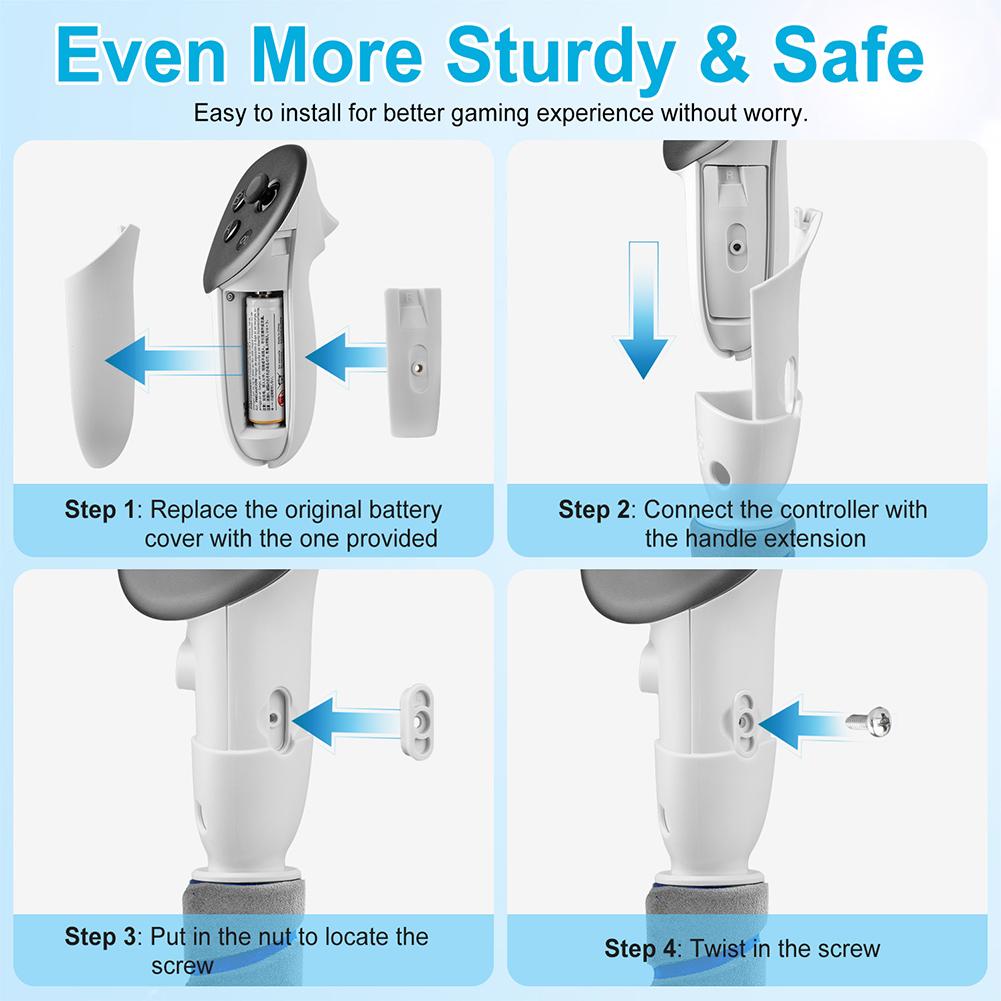 Uchwyt kontrolera do Meta Quest 3S/Quest 3 Akcesoria Długie ramiona Rączka do gry w badmintona Beat Saber Ulepszenie VR Dodatek do gier