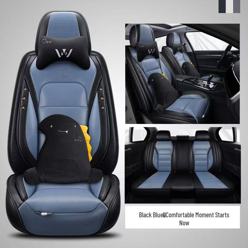Universal Cartoon Car Seat Cushion - Four Seasons, Wear-Resistant, Dirt-Resistant, Full Surround, Leather Cover for Five-Seaters