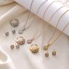 Collana geometrica con diamanti di lusso leggero, anello, orecchini, set da 3 pezzi, elegante, semplice e versatile