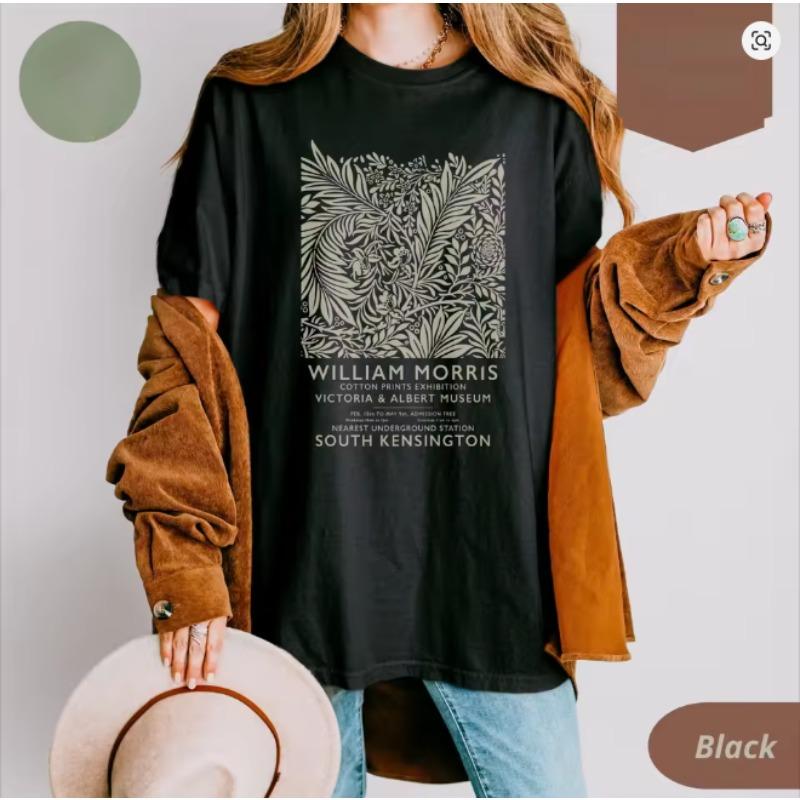 

2026 Summer Womens Retro Floral TShirt Cotton and Breathable Short Sleeve Streetwear Oversized Loose Casual Chic Aesthetic Tee S