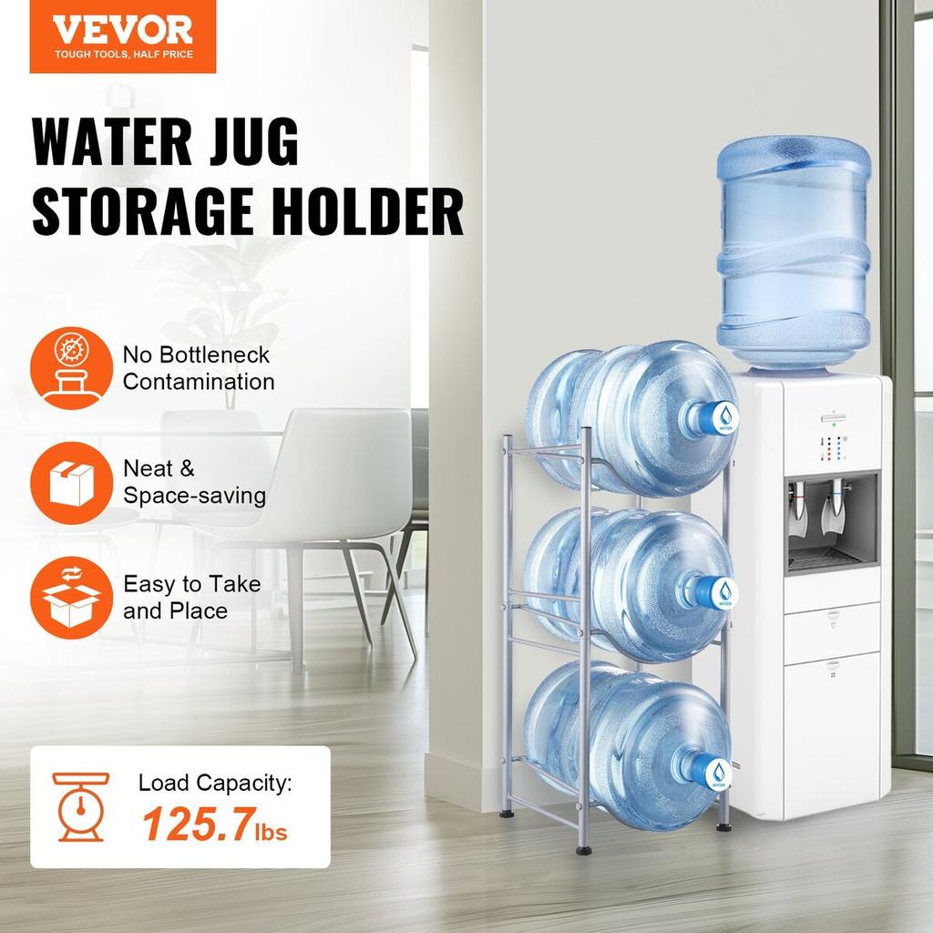 3-stufiger Wasserkanisterhalter Einzelreihen-Wasserflaschenständer für 3 Flaschen Silber