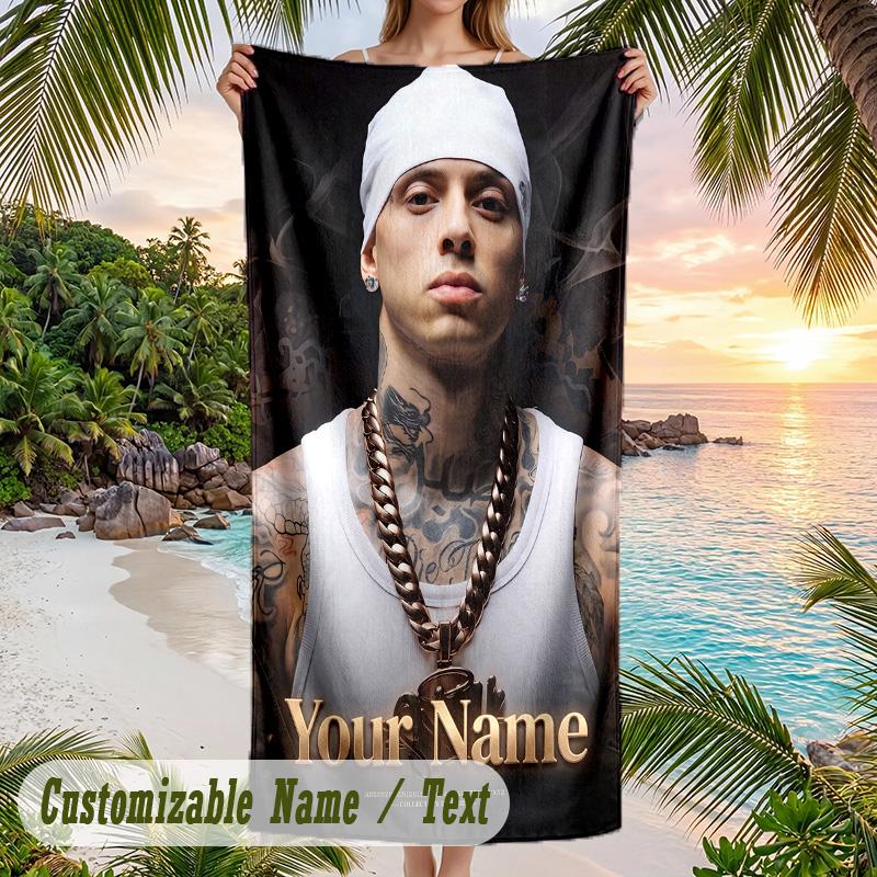 Central Cee Beach Towel, Personalized Custom Name Text, Quick Dry Large Absorbent Towel For Beach Pool