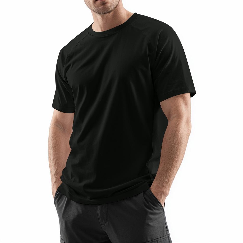 Men's Round Neck Raglan Short Sleeve Top T-shirt