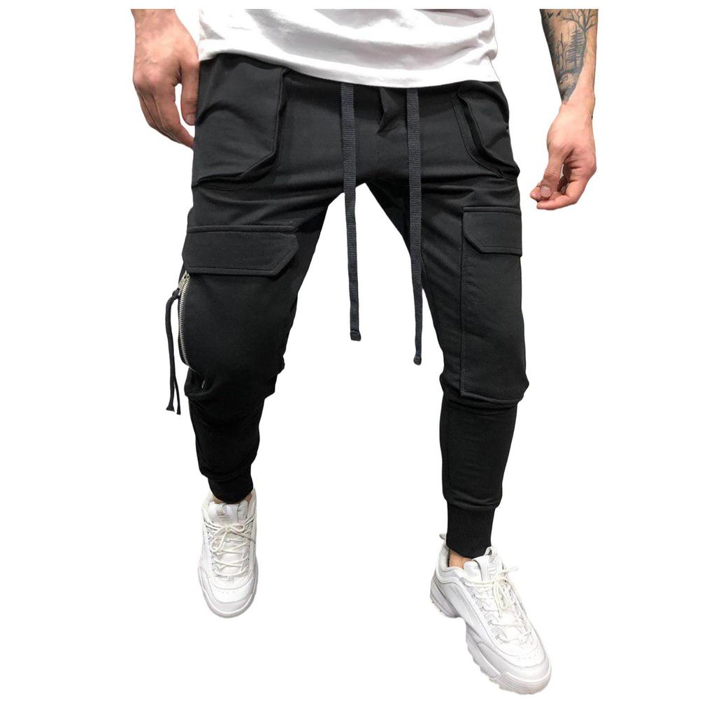 Men's Cargo Pants Casual Sweatpants Slim Fit Cotton Fabric Trousers With Pockets