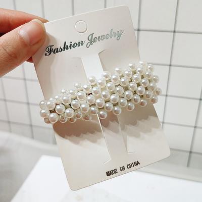 Pearl Rhinestone Hairpin Adult Side Card Elegant Top Clip One Word Clip Bangs Net Red Hairpin Clip Headwear Female