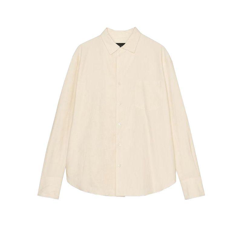 

Spring New Women s Clothing Commute Style Lapel Long Sleeves Pocket Decoration Cotton Simple All-Matching Shirt 2360111 Ben White L