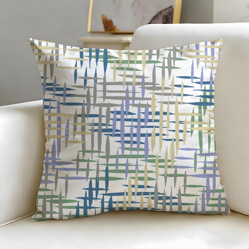 Art Theme Colorful Patchwork Pattern Cushion Cover Soft EasyWash Pillow Case Versatile for Couch Bed Travel and Office