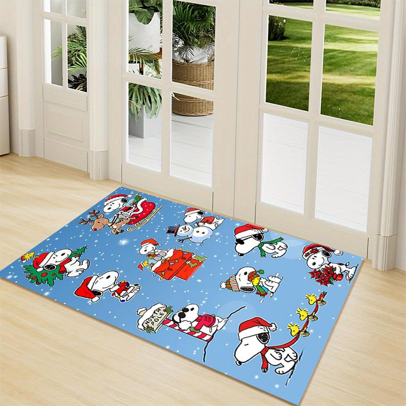 Snoopy Christmas Celebration Carpet Rug Soft Washable Anti Slip Home Living Room Sofa Mats Personalized Christmas Rug