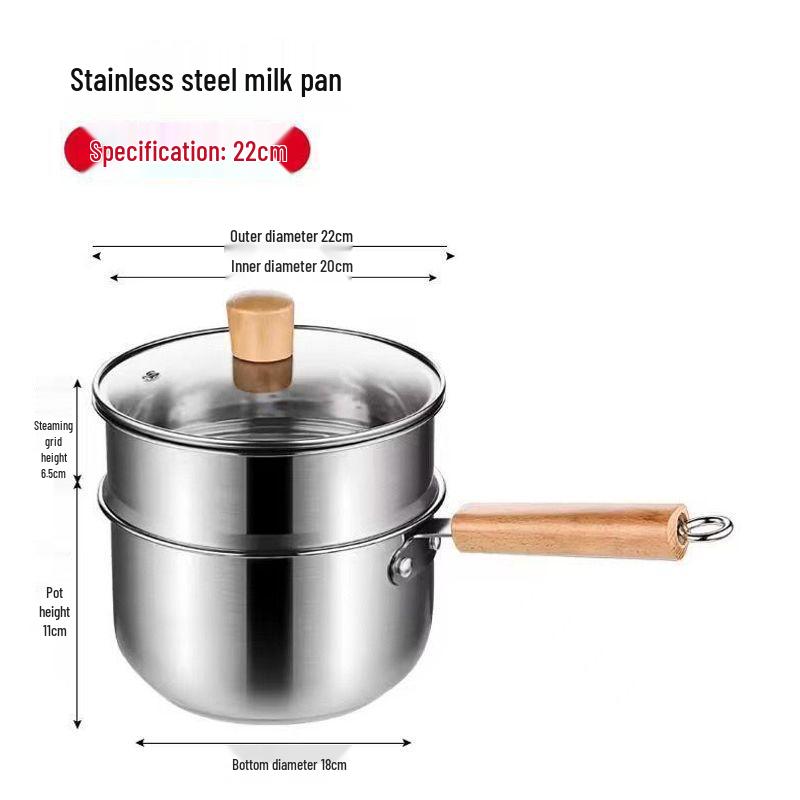 Stainless Steel Non-stick Baby Milk & Food Pot with Steaming and Boiling Functions