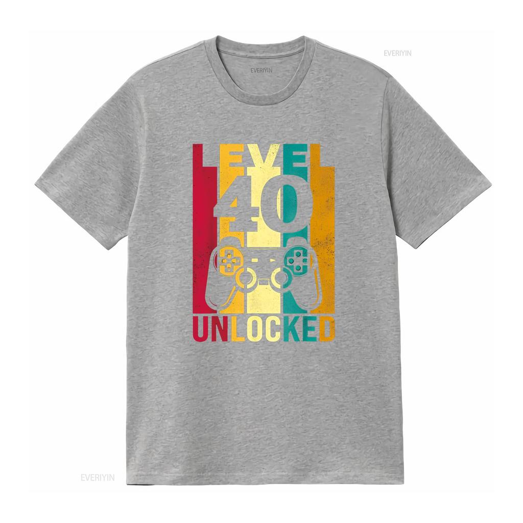 Funny Level 40 Unlocked Him Men BDay Turning 40th Birthday T Shirt vintage Washed Stylish fashion Unisex Comfortable homme