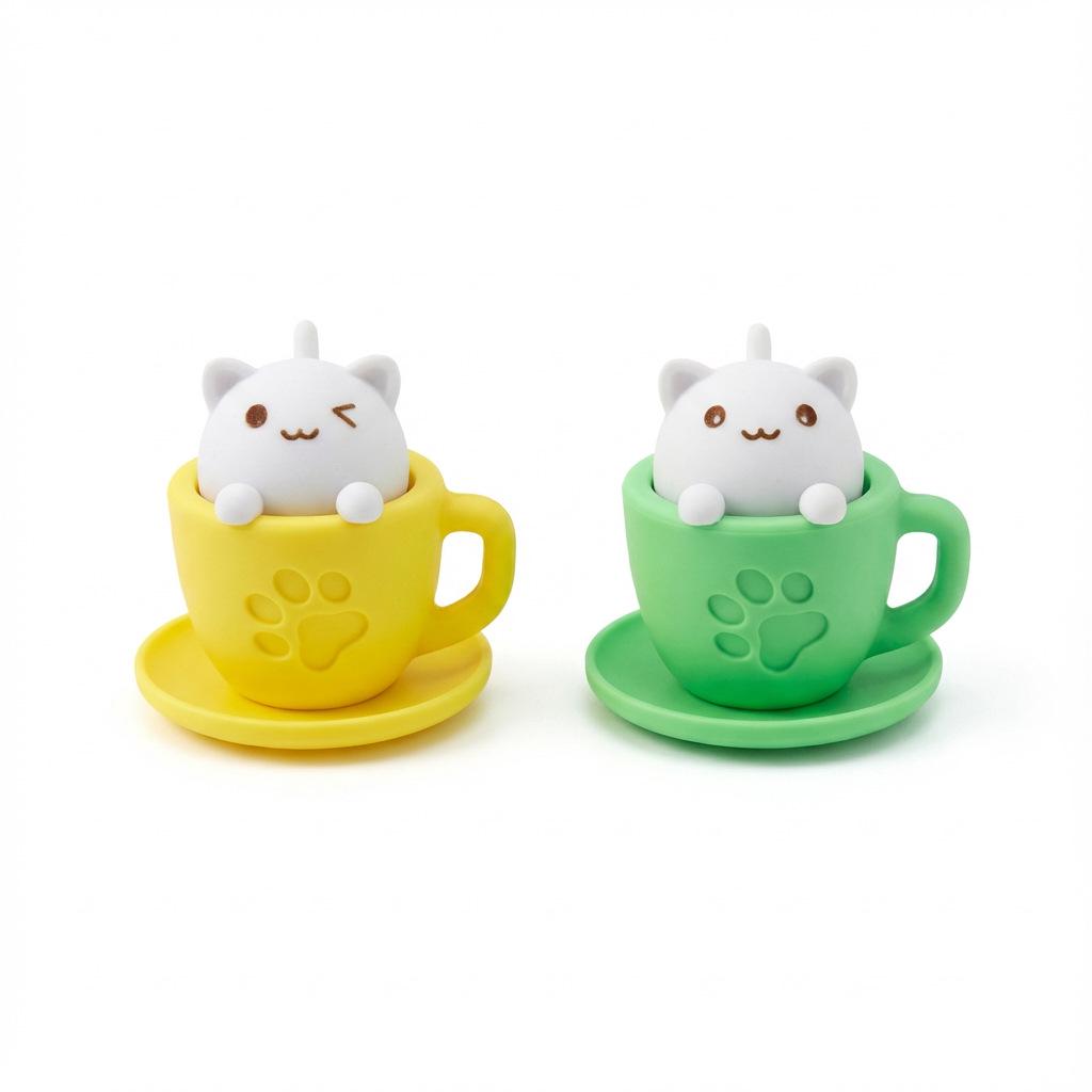 3D Printed Teacup Cat Cartoon Decompression Toy - Cute Desktop Ornament & Fun Children s Gift