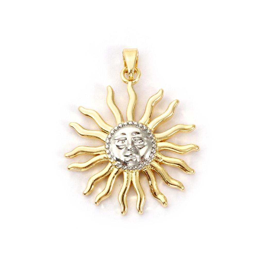 1 Stück Messing Anhänger 18K Gold Plated Sonnenblume Stern Micro Pave Klar Zirkonia Anhänger Für DIY Halskette Schmuckherstellung