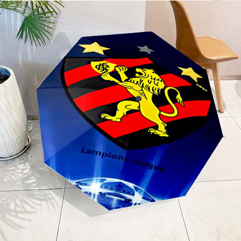 Sport Club Football Crest Printed Automatic Umbrella, 8-Frame for Travel, Camping, Casual Umbrella, Essential Gift for  for Family and Friends