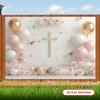2D Pink Gold Cross and Balloons Studio Background for Religious Party