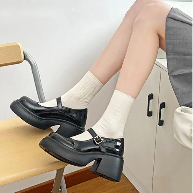 Small Leather Shoes Women's 2025 New British College Style Soft Sister Shoes Muffin Platform Word with Mary Jane Single Shoes Women