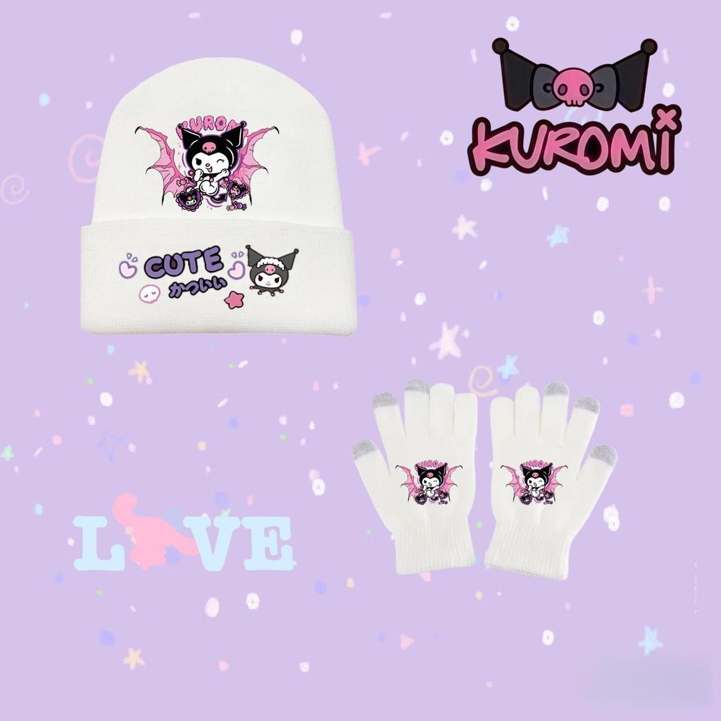 Kuromi Knit Hat & Gloves Set for Teens - Warm, Stylish & Fun