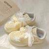 Korean version of the design sense of white shoes women's 2025 popular versatile shoes thick baseplate shoes niche bow bread shoes