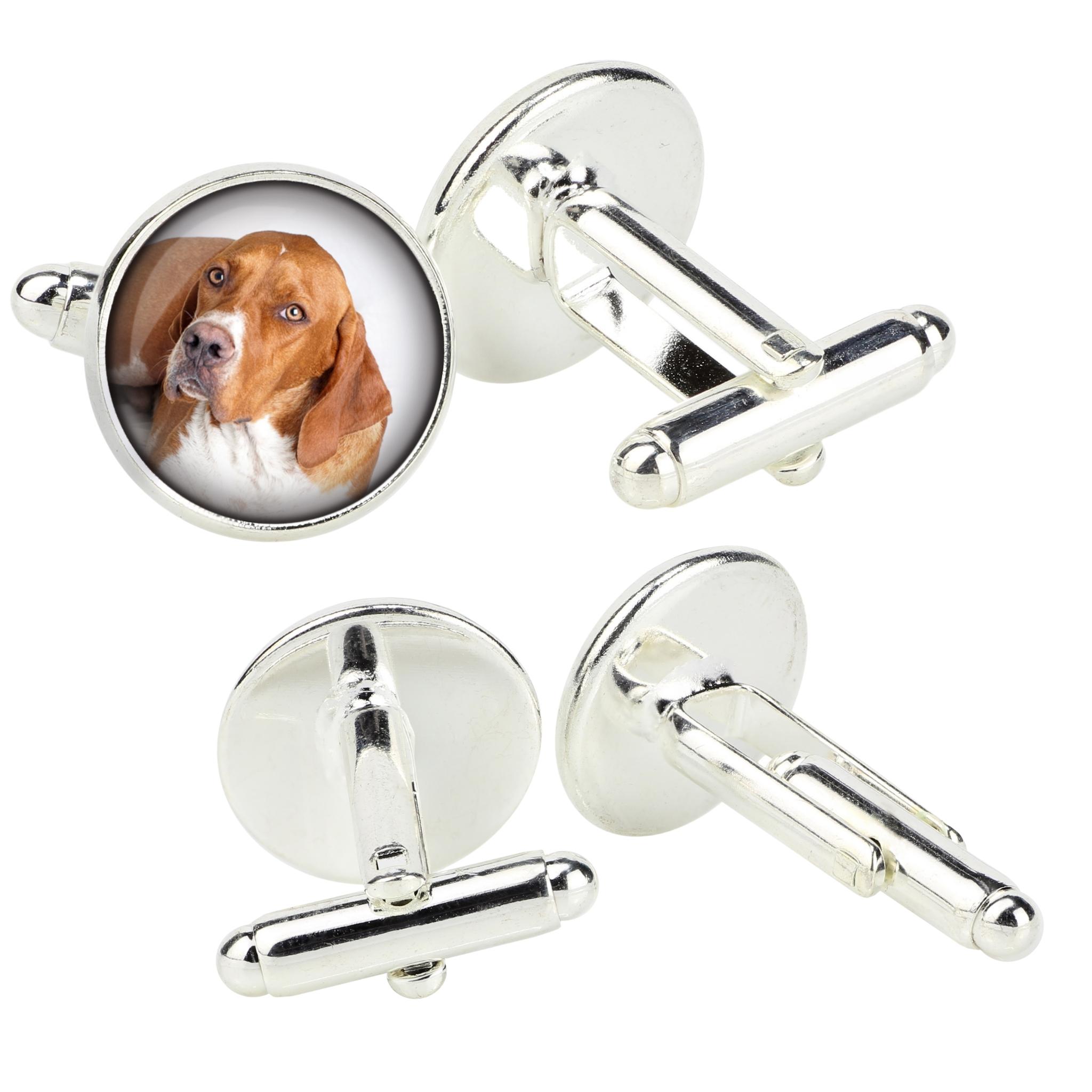 

English Pointer I - cufflinks in a box, handmade jewelry, product of the Art-Dog brand срібний